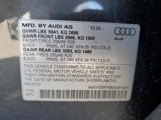 WA1F2BFY5M2041631 - 2021 AUDI Q-5 PRESTIGE CHARCOAL photo 12