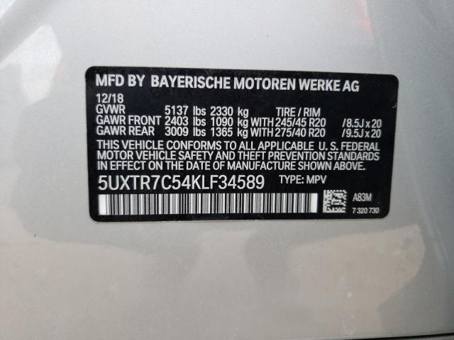 5UXTR7C54KLF34589 - 2019 BMW X3 SDRIVE30I SILVER photo 13