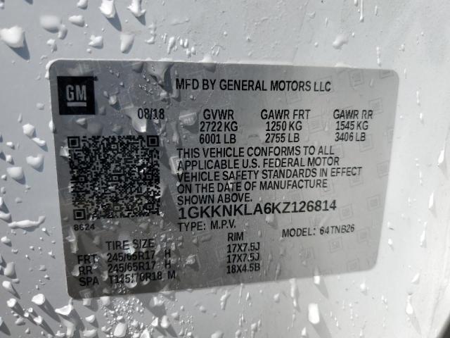 1GKKNKLA6KZ126814 - 2019 GMC ACADIA SLE WHITE photo 13