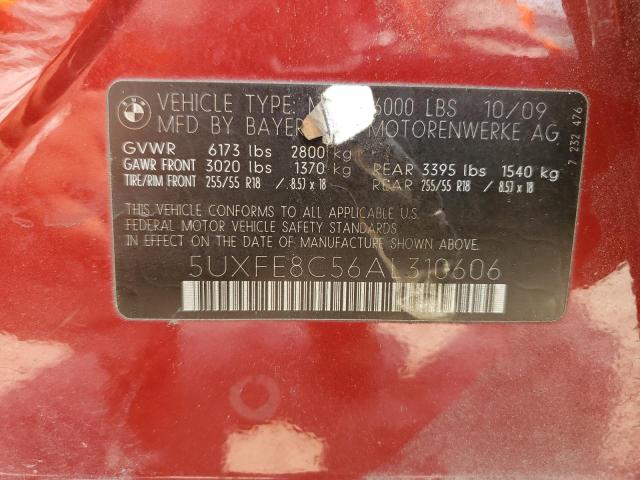 5UXFE8C56AL310606 - 2010 BMW X5 XDRIVE48I Qırmızı foto 12