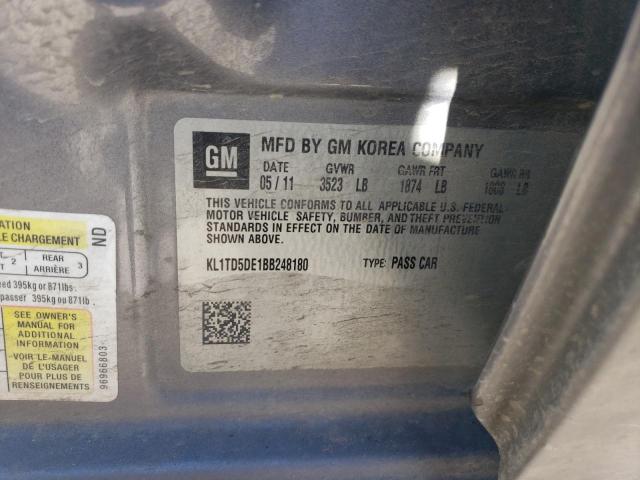 KL1TD5DE1BB248180 - 2011 CHEVROLET AVEO LS Srebrny zdjęcie 12