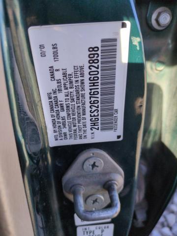 2HGES26761H602898 - 2001 HONDA CIVIC EX მწვანე ფოტო 12