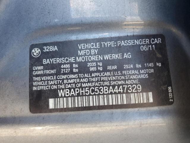 WBAPH5C53BA447329 - 2011 BMW 328 I SULEV GRAY photo 12