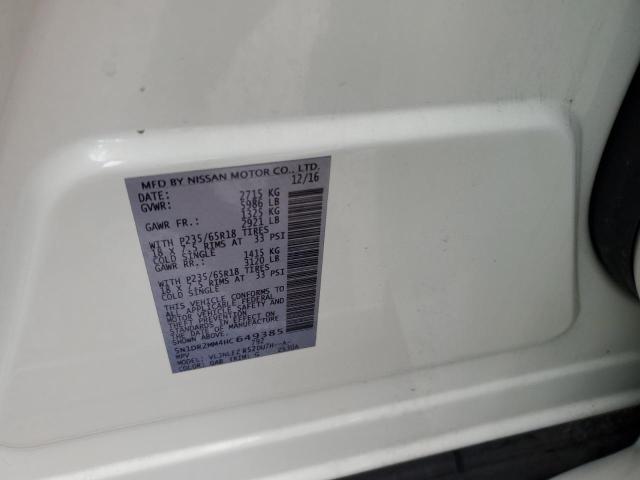 5N1DR2MM4HC649385 - 2017 NISSAN PATHFINDER S WHITE photo 12