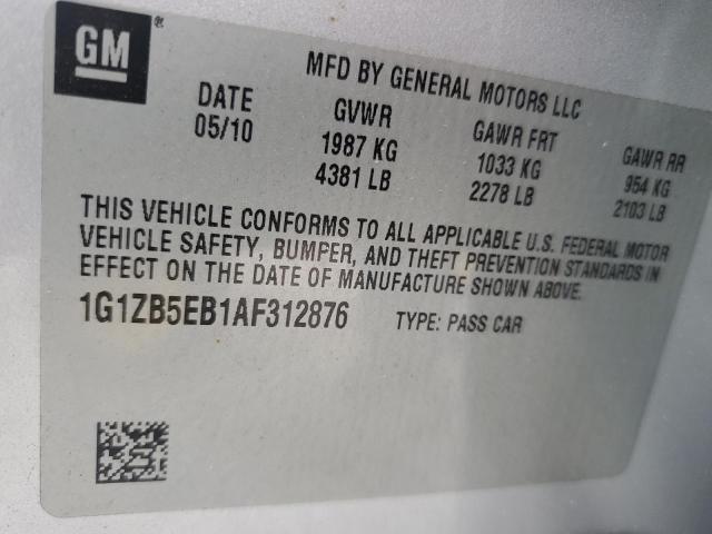 1G1ZB5EB1AF312876 - 2010 CHEVROLET MALIBU LS SILVER photo 12