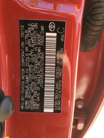 JTDKN3DU9D1615865 - 2013 TOYOTA PRIUS RED photo 12