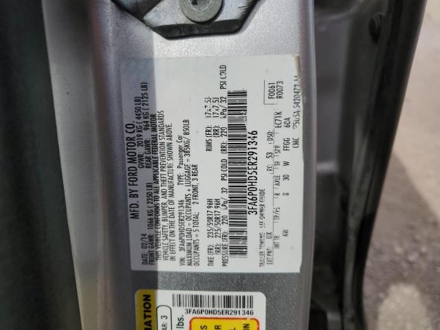 3FA6P0HD5ER291346 - 2014 FORD FUSION SE SILVER photo 12