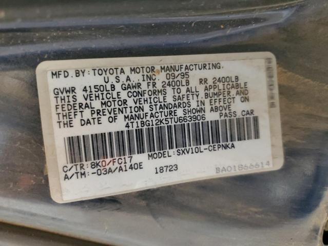 4T1BG12K5TU663906 - 1996 TOYOTA CAMRY DX BLUE photo 12