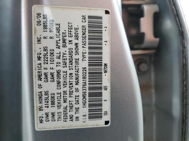 1HGCM56376A180226 - 2006 HONDA ACCORD SE SILVER photo 12