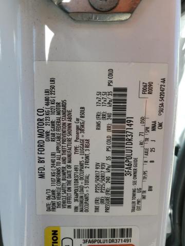 3FA6P0LU1DR371491 - 2013 FORD FUSION SE HYBRID WHITE photo 13