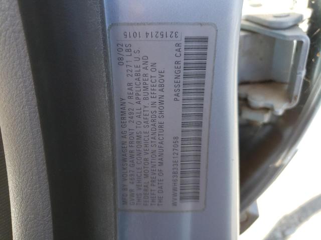 WVWWH63B33E127058 - 2003 VOLKSWAGEN PASSAT GLX ლურჯი ფოტო 12