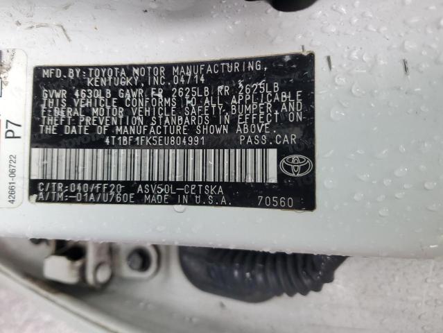 4T1BF1FK5EU804991 - 2014 TOYOTA CAMRY L WHITE photo 12