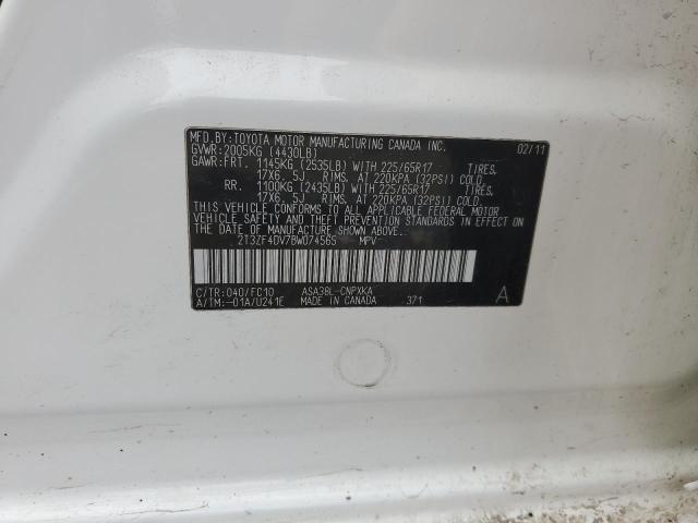 2T3ZF4DV7BW074565 - 2011 TOYOTA RAV4 Beyaz fotoğraf 12