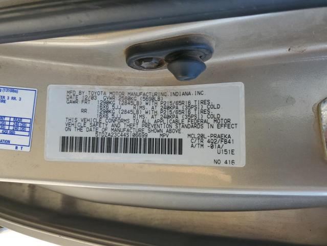 5TDZA23C44S106699 - 2004 TOYOTA SIENNA CE GOLD photo 13