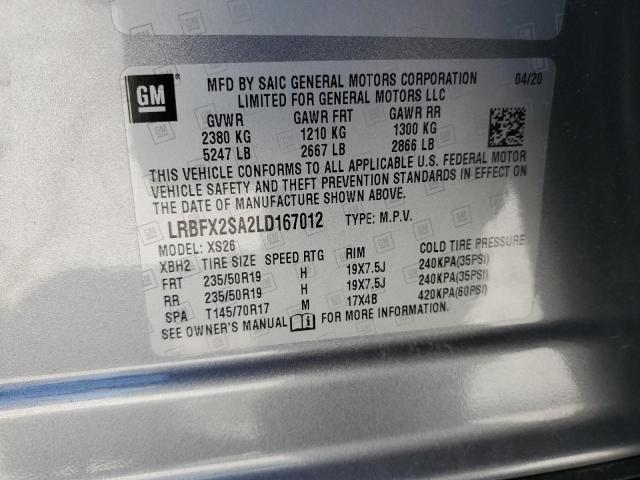 LRBFX2SA2LD167012 - 2020 BUICK ENVISION ESSENCE GRAY photo 14