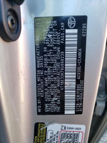 4T1BE32K76U668238 - 2006 TOYOTA CAMRY LE SILVER photo 12