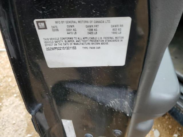 2G2WP522151301183 - 2005 PONTIAC GRAND PRIX BLACK photo 12