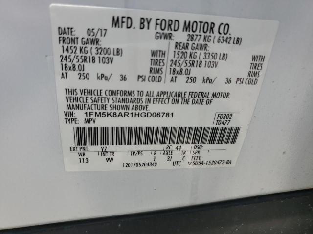 1FM5K8AR1HGD06781 - 2017 FORD EXPLORER POLICE INTERCEPTOR WHITE photo 13