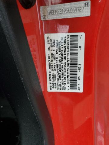 1HGEM22125L069727 - 2005 HONDA CIVIC DX VP Qırmızı foto 12
