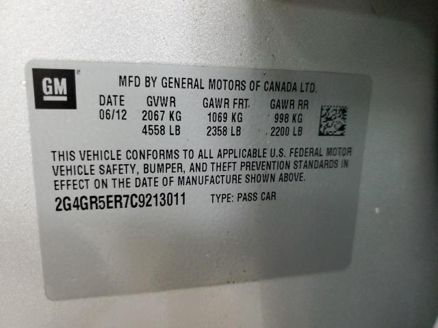 2G4GR5ER7C9213011 - 2012 BUICK REGAL 银色 照片 13