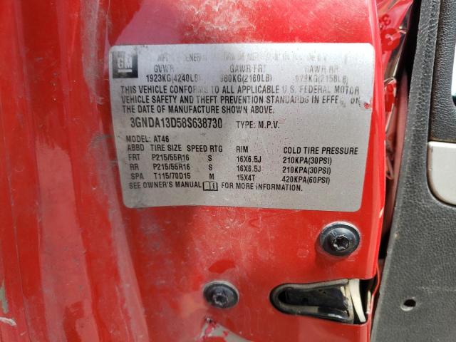 3GNCA13B39S613109 - 2009 CHEVROLET HHR LS 红色 照片 12