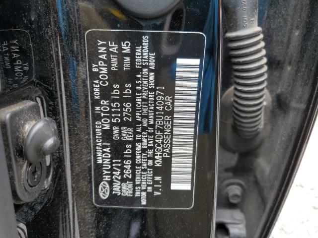 KMHGC4DF7BU140971 - 2011 HYUNDAI GENESIS 4.6L BLACK photo 12