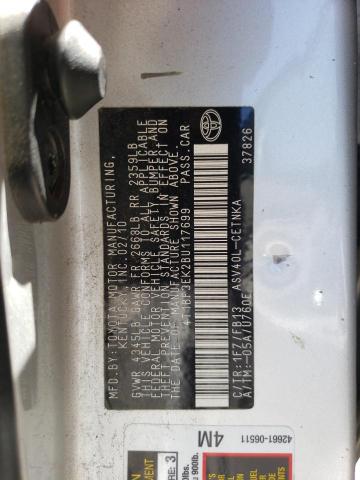 4T1BF3EK2BU117699 - 2011 TOYOTA CAMRY BASE SILVER photo 12