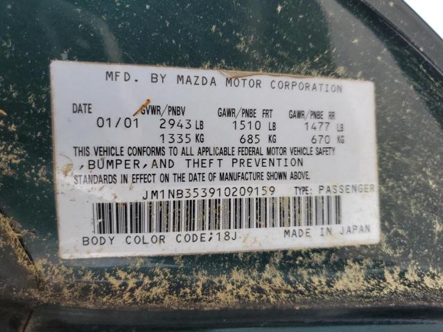 JM1NB353910209159 - 2001 MAZDA MX-5 MIATA BASE GREEN photo 12