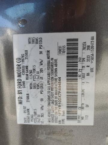 1FTYR10DX7PA94844 - 2007 FORD RANGER GRAY photo 12