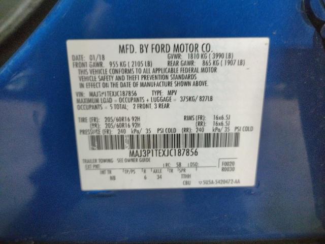 MAJ3P1TEXJC187856 - 2018 FORD ECOSPORT SE 蓝色 照片 13