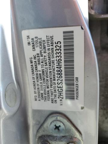 2HGES26884H633325 - 2004 HONDA CIVIC EX SILVER photo 12