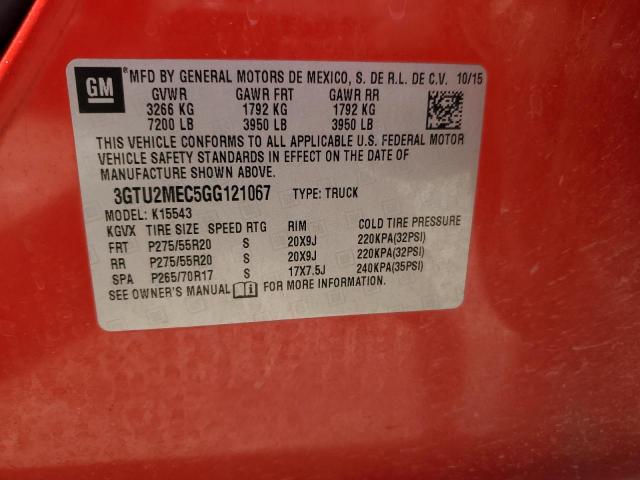 3GTU2MEC5GG121067 - 2016 GMC SIERRA K1500 SLE RED photo 12