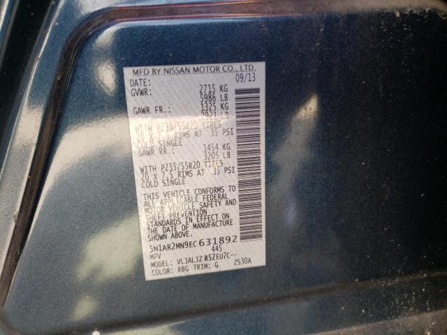 5N1AR2MN9EC631892 - 2014 NISSAN PATHFINDER S BLUE photo 13