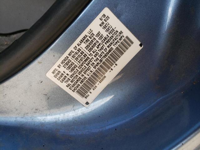 5FNRL38778B094800 - 2008 HONDA ODYSSEY EXL BLUE photo 13