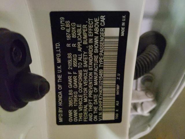 SHHFK7H43KU215489 - 2019 HONDA CIVIC SPORT 白色 照片 12