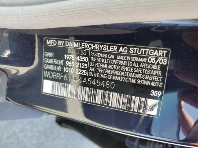 WDBRF61J34A545480 - 2004 MERCEDES-BENZ C240 240 BLUE photo 12