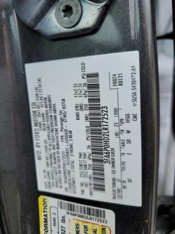 3FA6P0HD2LR172523 - 2020 FORD FUSION SE ნაცრისფერი ფოტო 12