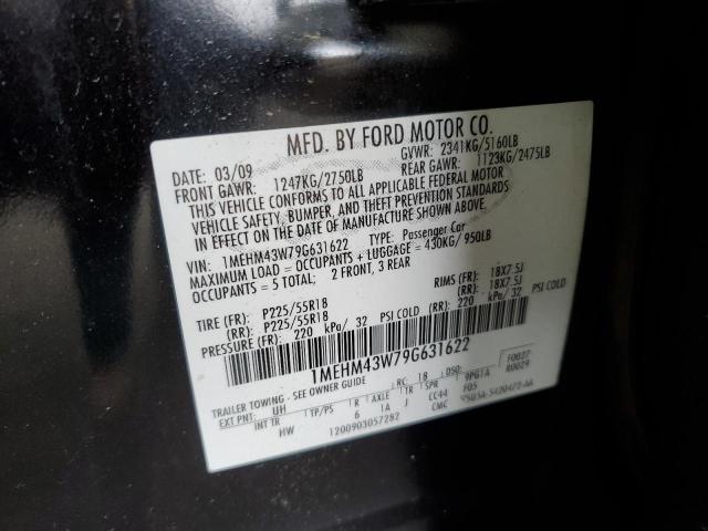 1MEHM43W79G631622 - 2009 MERCURY SABLE PREMIER BLACK photo 12