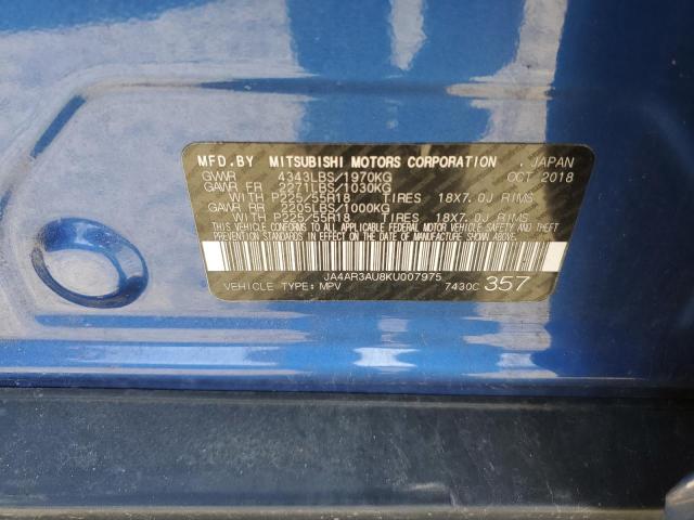 JA4AR3AU8KU007975 - 2019 MITSUBISHI OUTLANDER ES BLUE photo 13