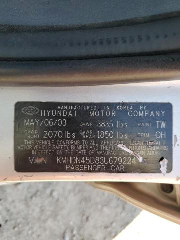 KMHDN45D83U679224 - 2003 HYUNDAI ELANTRA GLS SILVER photo 12