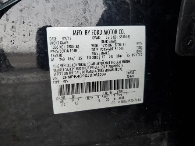 2FMPK4G9XJBB62069 - 2018 FORD EDGE SE BLACK photo 13