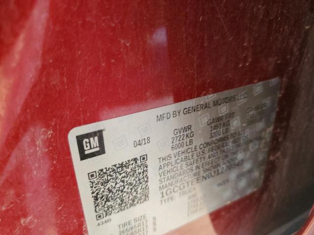 1GCGTEEN0J1270543 - 2018 CHEVROLET COLORADO ZR2 RED photo 12