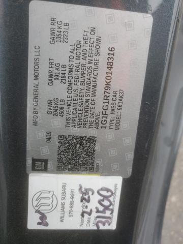 1G1FG1R79K0148316 - 2019 CHEVROLET CAMARO SS GRAY photo 12