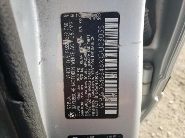 WBADM6348XGU03035 - 1999 BMW 528I I AUTOMATIC SILVER photo 12