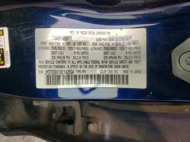 JM3TB38V180142594 - 2008 MAZDA CX-9 BLUE photo 13