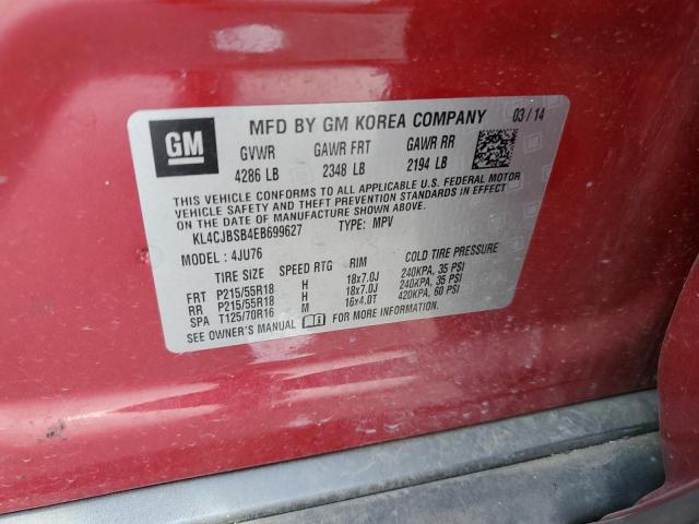 KL4CJBSB4EB699627 - 2014 BUICK ENCORE CONVENIENCE 红色 照片 13