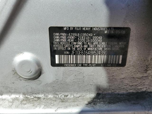 JF1GE61648H524390 - 2008 SUBARU IMPREZA 2.5I SILVER photo 12