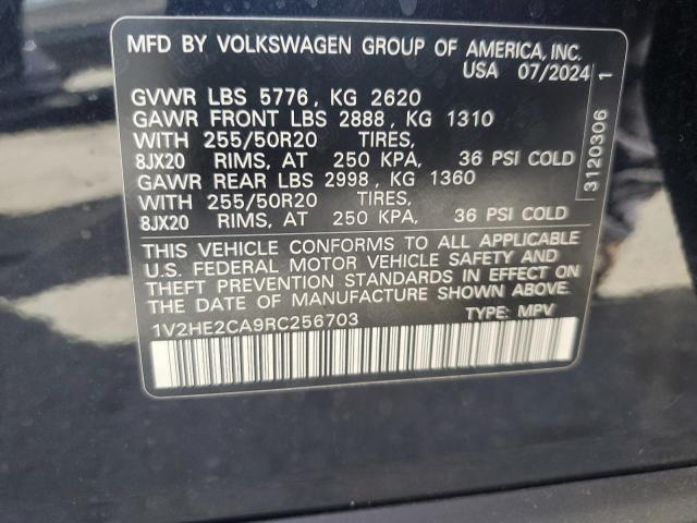 1V2HE2CA9RC256703 - 2024 VOLKSWAGEN ATLAS CROS SE BLACK photo 13