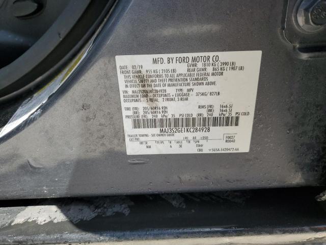 MAJ3S2GE1KC284928 - 2019 FORD ECOSPORT SE გრაფიტი ფოტო 14