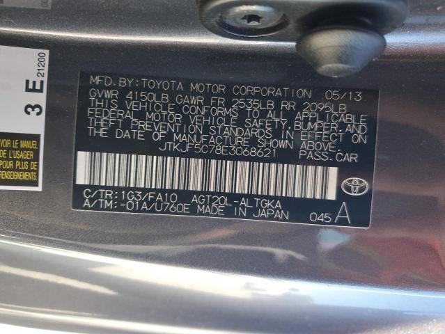 JTKJF5C78E3068621 - 2014 TOYOTA SCION TC ნაცრისფერი ფოტო 12